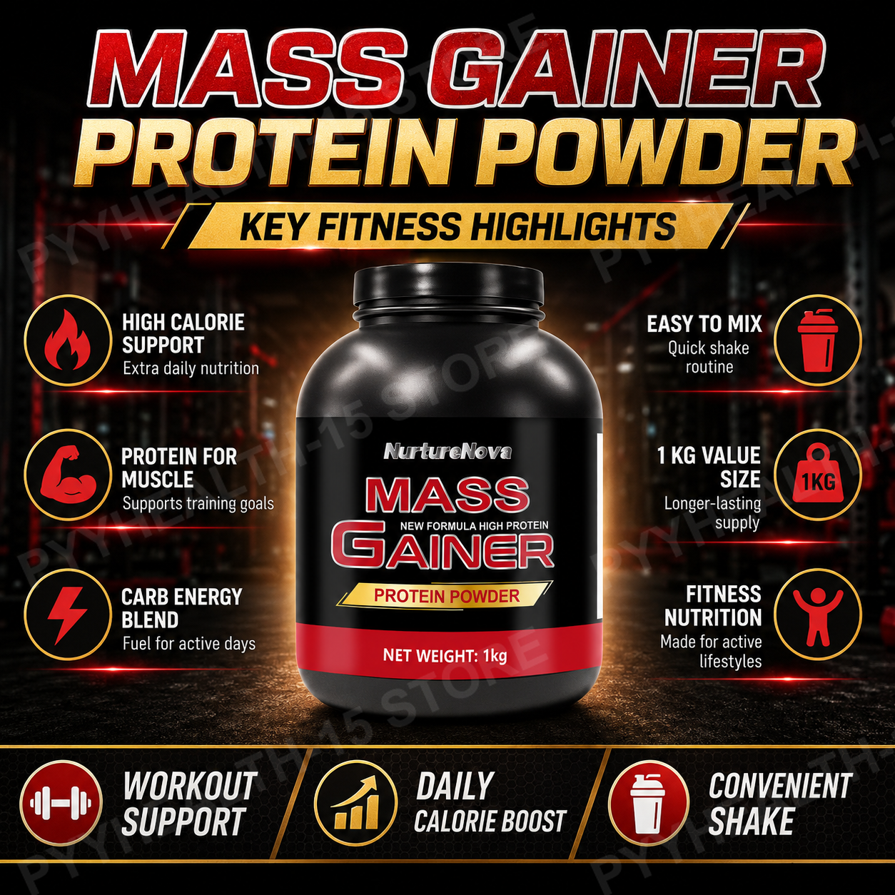 Nutrition Fitness - Proteinowy proszek Mass Gainer 1kg o
